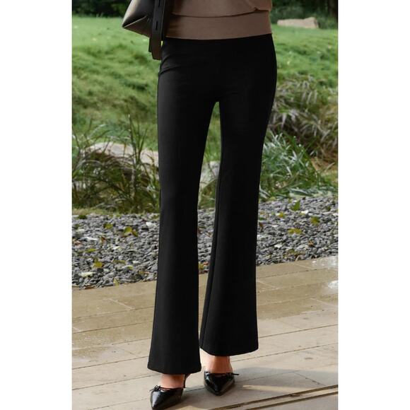 OGL Slimming Ponte High Rise Pull-On Pants Flare Navy M Medium Petite New - Picture 8 of 8